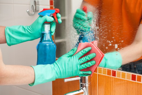 Living room sofa cleaning with vacuum and upholstery care