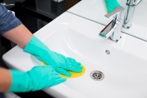 Deep carpet cleaning equipment in use on office flooring